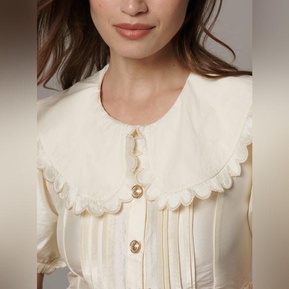 NWT Maeve Puff Sleeve Collared Baby Doll Blouse - Picture 2 of 4